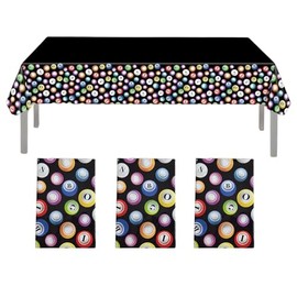 Bingo (3 Pack) Plastic Tablecloth Cover 42.5"x79" - Bingo Party, Bingo Theme Party Supplies, Bingo Cards Party, Bingo Table Cover, Bingo Tablecloth, Bingo Decorations, Casino Theme Party