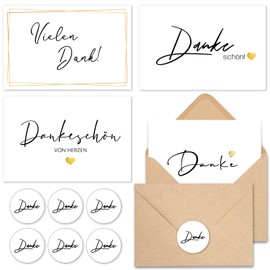 Ozagkad 20 Thank You Cards, Thank You Cards with Envelope and Sticker, 4 Designs Greeting Card, Thank You Card for Teacher Colleagues Wedding Guests (Thank You 1)