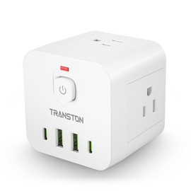 TRANSTON 【TRANSTON】 8 in 1 Power Extend Plug with Global Voltage Adaptor and Switch Control for Efficient Home Use - Color: White