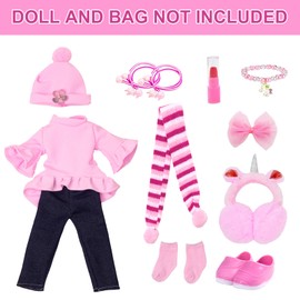 UZIDBTO American Doll Clothes and Accessories for 18 Inch Doll Includes Pretend Makeup Kit Stuff Girls Gift（Doll not Including）