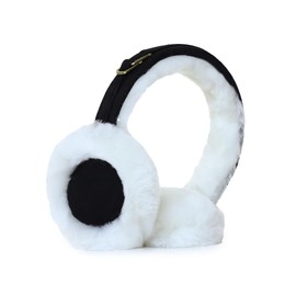 MGGMOKAY Unisex Winter Earmuffs Warm Sheepskin Earmuffs Outdoor Earmuffs for Men Women Foldable Earmuffs, black white