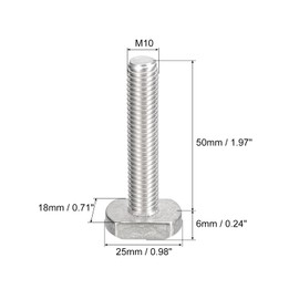 sourcing map T-Slot Bolts, 5pcs M10x50mm T Slot Drop-in Stud Sliding Bolts 304 Stainless Steel T Shape Screws for T Track