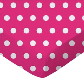 SheetWorld 100% Cotton Percale Fitted Crib Toddler Sheet 28 x 52, Polka Dots Hot Pink, Made in USA
