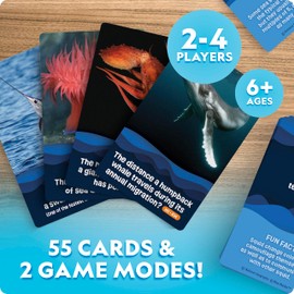 National Geographic Anyone's Guess Ocean Animals Trivia Cards - Kids Trivia Card Game with 55 Jumbo Cards, Animal Games, Kids Trivia Game