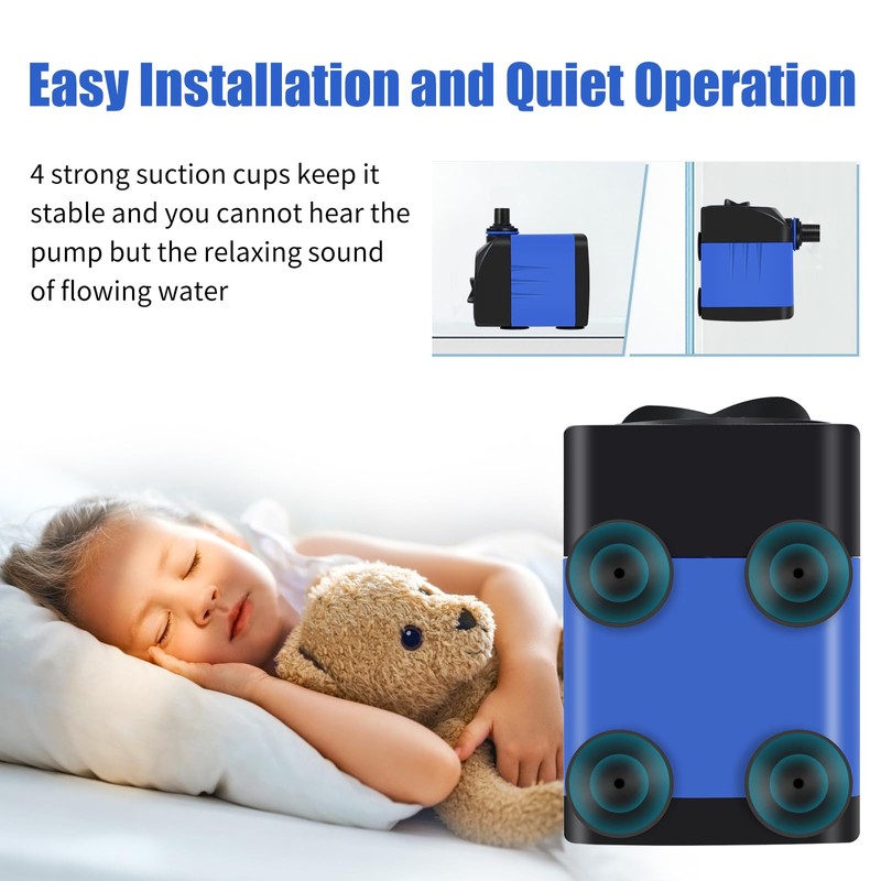 AQUANEAT Small Fountain Pump, 160 GPH Submersible Water Pump for