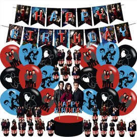 The Vampire Diaries birthday party supplies, The Vampire Diaries including cake topper, cupcake toppers, Banner, Latex Balloons,It is very suitable for boy's and girl birthday party supplies.