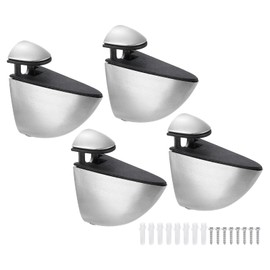 sourcing map 4Set Glass Shelf Bracket, Wood/Glass Shelf Holder Support Wall Mount Brushed Nickel Adjustable Shelves Clamp for 3-20mm(0.12"-0.79") Glass, Silver