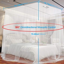 Mosquito Net Double and Single Bed, Mosquito Net, Square Bed Canopy, Canopy, Portable Fine Mesh, for Indoor and Outdoor Use (200 x 200 x 180 cm)
