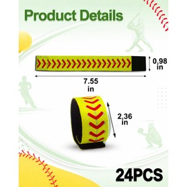 Softball Sleeve Holders 24 Pcs, sleeve ties 7.55" Adjustable Neoprene Sleeve Straps Yellow Red Stitching for Youth Adult Fastpitch Baseball Basketball Volleyball Sports