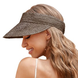 Sun Hat Womens, Straw Hats for Women, Visors for Women Beach Hats for Women Straw Visors for Women Made of Natural Raffia