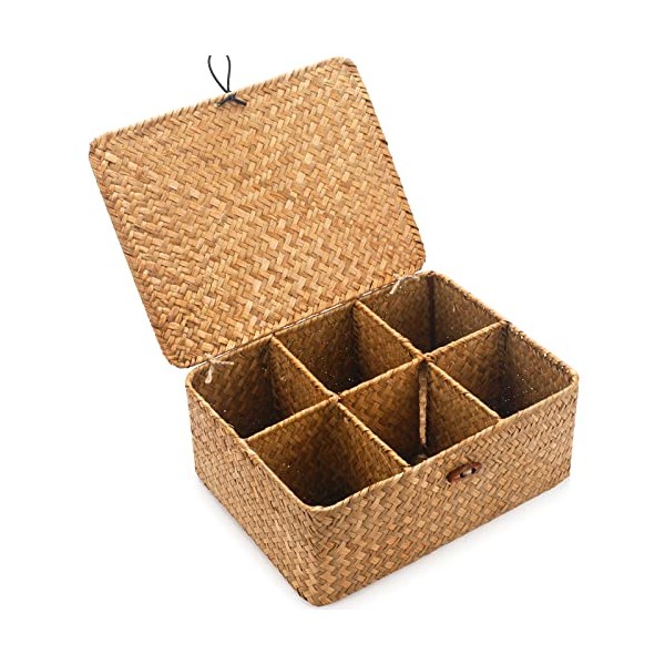Tea Bag/Sugar Packet Holder, Coffee Station Condiment Organizer, Seagrass Storage