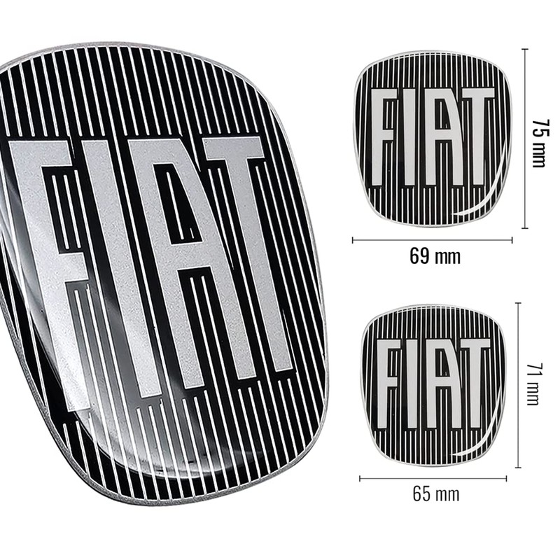 Fiat 14186C-14187A 3D Sticker Logo 500X, Black, 2 Pieces, Front