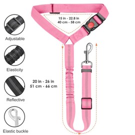 Dog Car Seat Belt Car Harness Seatbelt for Pet Cars Safety Belt Lead Adjustable Clip Anti Shock Headrest Bungee Buffer No Tangle Leash for Small Medium Puppy in Vehicle Travel (Black)