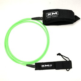 XM SURF MORE Knee/Calf Surfboard Leash 10ft., COMP Cord Thickness (.220 in.), Choose Length and Color, Key Pocket, Unbreakable Swivels, Detachable Railsaver, Made in USA