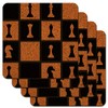 Chess Board Pieces Pattern Low Profile Novelty Cork Coaster Set