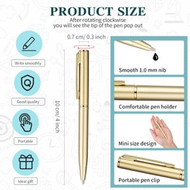 Teling 36 Pcs Small Ballpoint Pen Mini Pens Bulk 4 Inch Short Small Pens Tiny Pen Ink Ballpoint Pens for Notebook Notepads School Office(Gold,Classic Style)