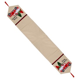 Trimming Shop Christmas Table Runner Xmas Red Car Long Cotton Linen Table Runner for Holiday Festive Season Home Christmas Table Decoration, 184cm x 34cm