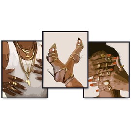 African American Decor - Black Culture Gallery Wall Art for Black women - Cool Wall Decor - African American Woman Unique Urban Art - Black Girl Cool Wall Art - Trendy Chic Minimalist Wall Decor