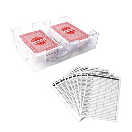 GSE Games & Sports Expert Canasta Cards Game Set, Includes 2 Decks Canasta Playing Cards with Point Values, a Revolving Card Tray, and 50 Score Sheets (Red)