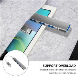 TEHAUX Type C USB Hub Port Expansion Adapter for High Speed Data Transfer Portable USB Hub for Laptop and Compatible with Windows Aluminum Design in Grey