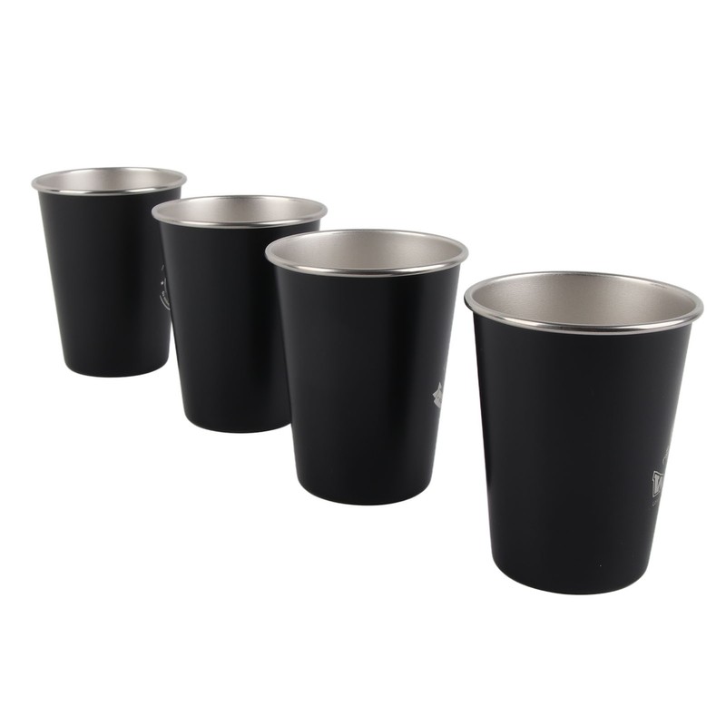4pcs Camping Cups Black 350ml Outdoor Camping Portable Stainless Steel