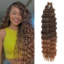 Boho Hair For Braiding Deep Wave Curly Braiding Hair for Boho Braids Ocean Wave Curly Crochet Hair For Black Women 22 Inch 2 Bundles(1b/30#)