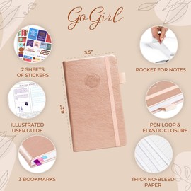 GoGirl Planner and Organizer for Women – Pocket Weekly Planner, Goals Journal & Agenda for Time Management & Productivity. Undated (Rose Gold)