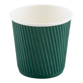 Restaurantware 4 Ounce Ripple Insulated Coffee Cups 500 Double Wall Corrugated Coffee Cups - Leakproof Non-Slip Forest Green Paper Ribbed Coffee Cups Recyclable Matching Lids Sold Separately