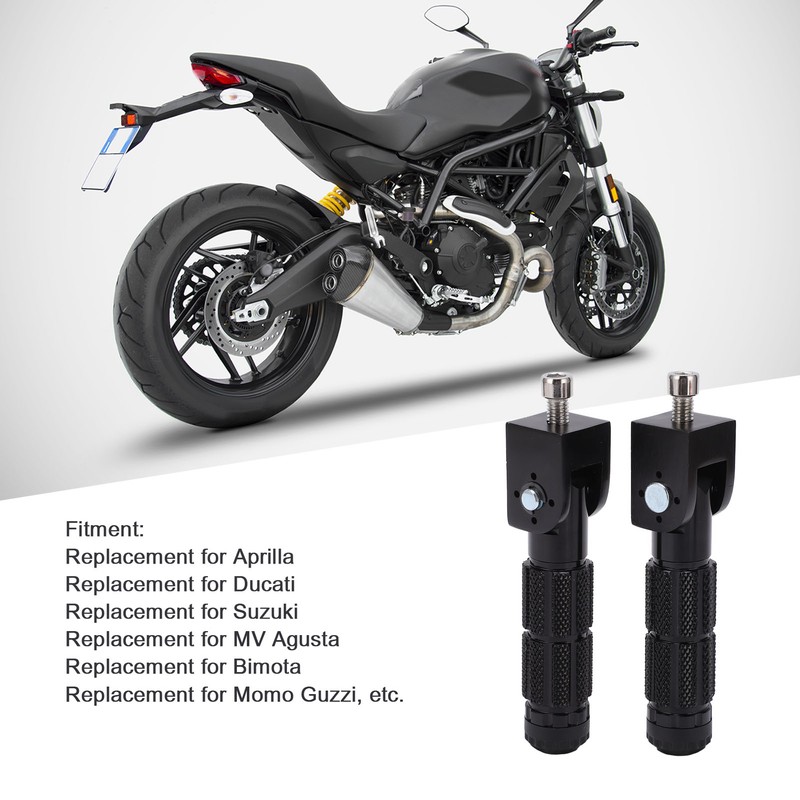 1 Pair Universal Motorcycle Footrests Rear Set Footpegs with 8mm