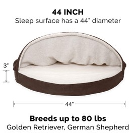 Furhaven 44" Round Cooling Gel Dog Bed for Large Dogs w/ Removable Washable Cover, For Dogs Up to 80 lbs - Sherpa & Suede Snuggery - Espresso, 44-inch