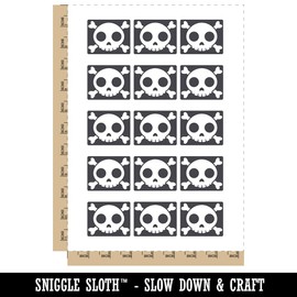 Cute Simple Skull and Crossbones Temporary Tattoo Water Resistant Fake Body Art Set Collection - 15 2" Tattoos (1 Sheet)