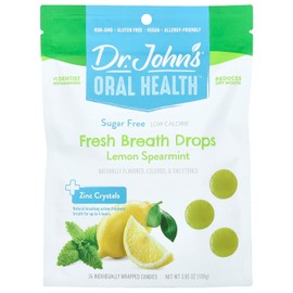 Dr. John's Healthy Sweets Fresh Breath Drops with Zero Sugar, Dye-Free, Plant Based, Keto Friendly, 24 Count, 3.85oz Bag