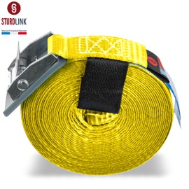 Tie Down Straps with Cam Buckle 2m 25mm 250kg + Transport Bag | Set of 6 | Heavy Duty Adjustable Lashing Strap for Roof Racks, Bicycle Carriers, Luggage, Trailer | Professional Quality