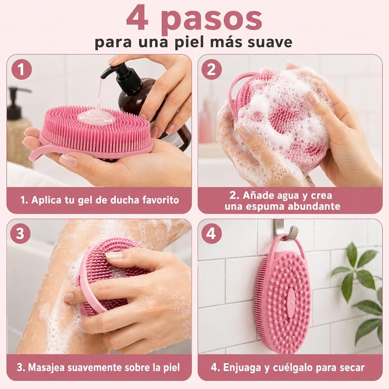 2 Piezas Cepillo Corporal de Silicona Doble Cara para Exfoliar