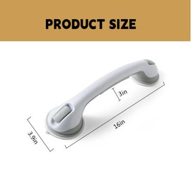 2-Pack Grab Bars for Bathtubs and Showers, 16 inch Shower Handle Suction Shower Bar, Safety Bars for Shower Chair, Bathroom Grab Bar for Senior，No Drilling Removable (Black, 16 inch)