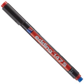 edding 147 S permanent pen with eraser - acetate pen - red - 1 pen - 0.3 mm round nib