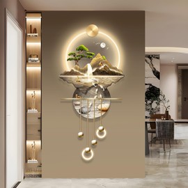 LED Light Art Wall Decor, Decor Wall Sculptures Art 3D for Home, Arts Decorations Walls Sculpture with Light, Plug-In Power Supply, Gold E, 23x53IN