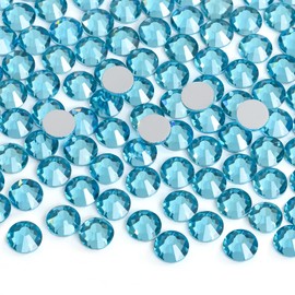Jollin Glue Fix Crystal Flatback Rhinestones Glass Diamantes Gems for Nail Art Crafts Decorations Clothes Shoes(ss6 2880pcs, Aquamarine)