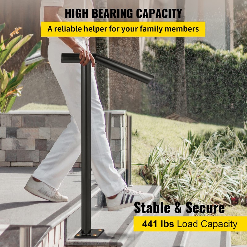 Happybuy Single Post Handrail, Black