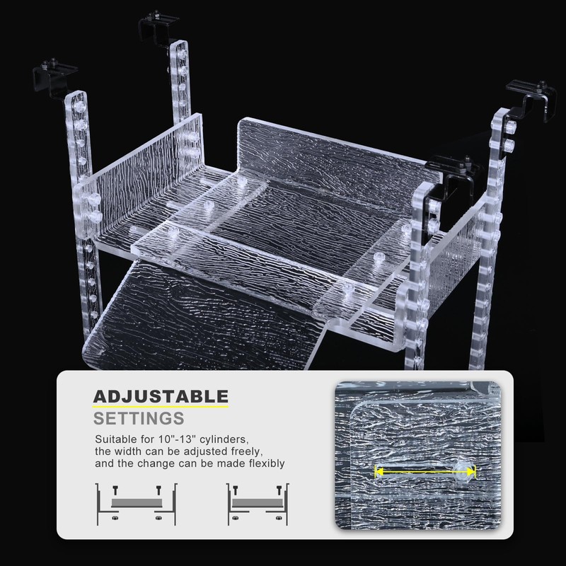 SIKGFPN Adjustable Turtle Basking Platform, 10-13" Wide, Slip-Resistant Ramp, Acrylic,