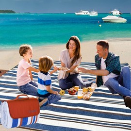 scuddles 80”x 80” Picnic Blanket Extra Large, Waterproof and Foldable Beach Blanket, 3-Layer Outdoor Blanket Fits Up to 6 Adults, for Camping, Park, Beach, Grass, Indoors Outdoors