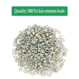 1000Pcs Hair Extension Beads Micro Link Rings, 5mm Silicone Lined MicroLink Rings Hair Extensions Tool (Beige)