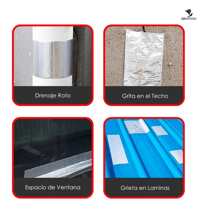 Cinta Impermeable Tapa Goteras 4 X 10mts Plateado Liso