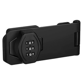 Mechanical Password Combination Rotary Hasp Latch Lock, 10.2 cm, Keyless Door Security Slide Latch for Doors, Cabinets (Black)