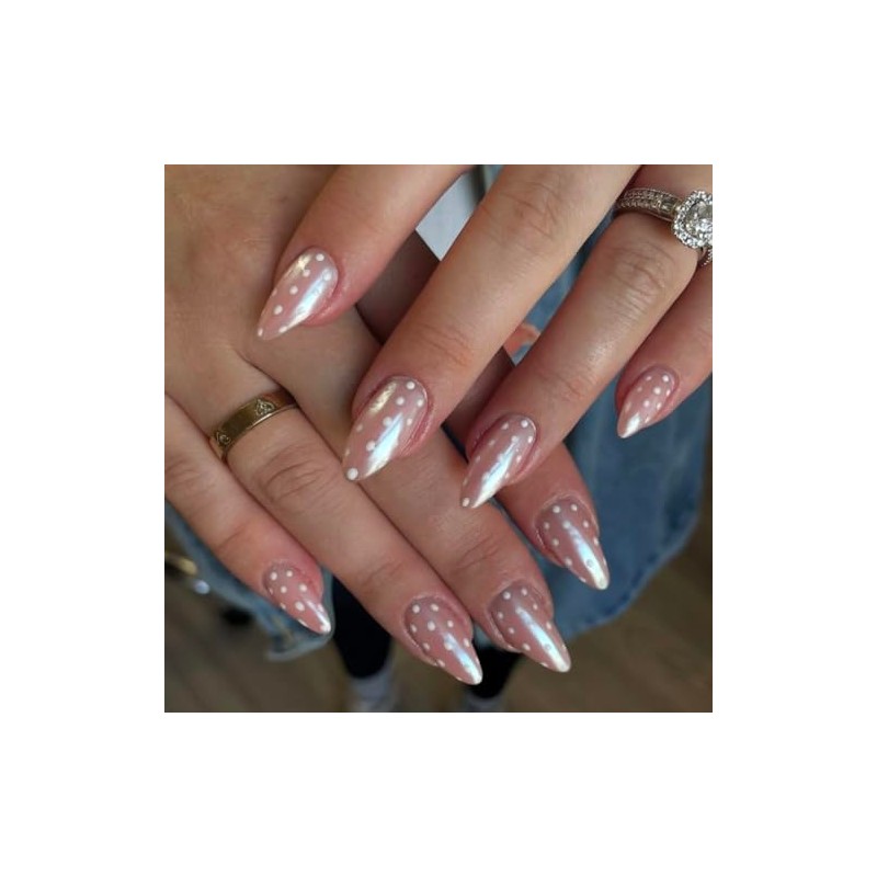 SXVME Uñas postizas de lunares almendra, uñas postizas de donut