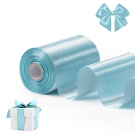 FAKILO Light Teal Satin Ribbon 10 cm x 20 m Wide Ribbon for a Large Opening Business Ribbon Cuts Ceremony Bow Wedding