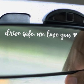 Hangwoous 3X Drive Safe We Love You Rearview Mirror Decal, Car Mirrors Sticker, Car Stickers For Women, I Love You Drive Safe Mirror Sticker