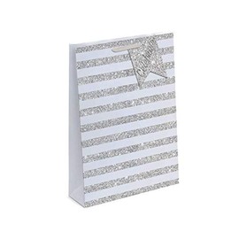 Just to Say 7713 Large Celebrate Silver Stripe Glitter Gift Bag