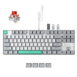 Teclado mecánico para juegos 5 en 1 con concentrador USB 3.0, teclado con cable retroiluminado RGB de 87 teclas con interruptores rojos intercambiable