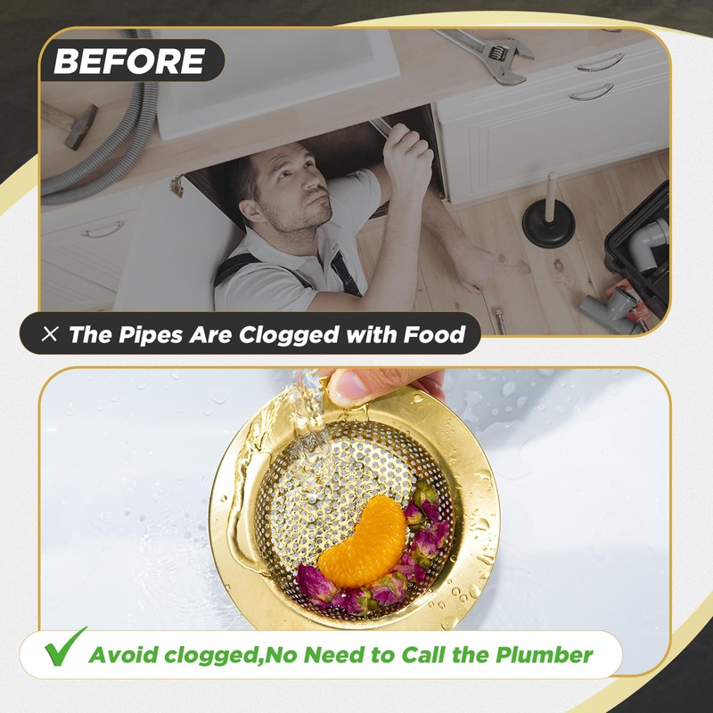 Mudder 3 Pcs Kitchen Sink Drain Strainer and Stopper Stainless
